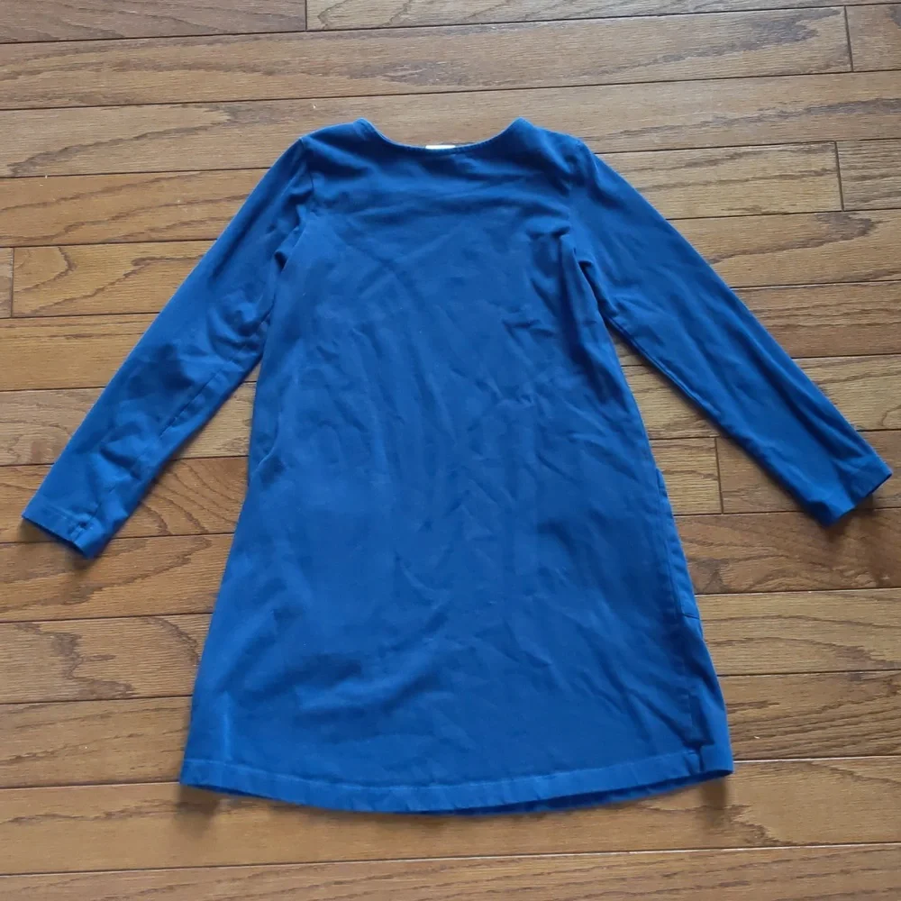 Size 8 Hanna Andersson long sleeve cotton dress with cat in pocket details